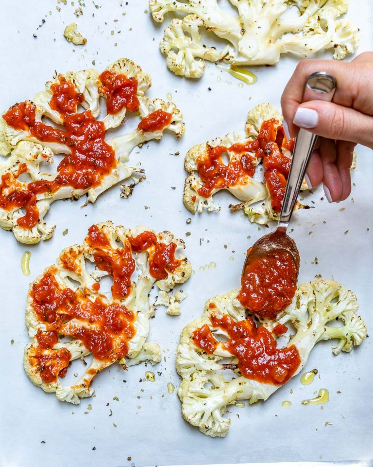 Cauliflower Steak Pizza for LowCarb Comfort Food! Clean Food Crush