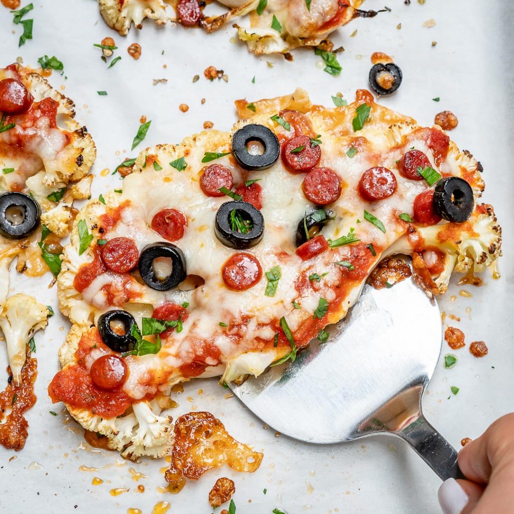 Cauliflower Steak Pizza for LowCarb Comfort Food! Clean Food Crush