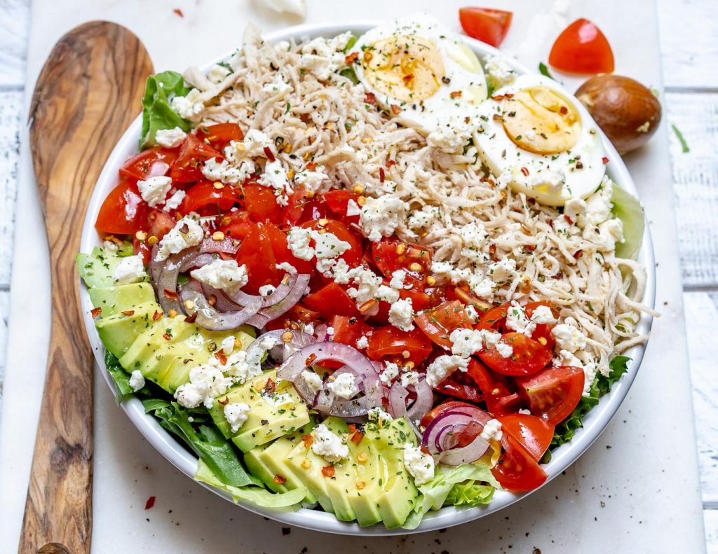 Shredded Chicken Cobb Salad.