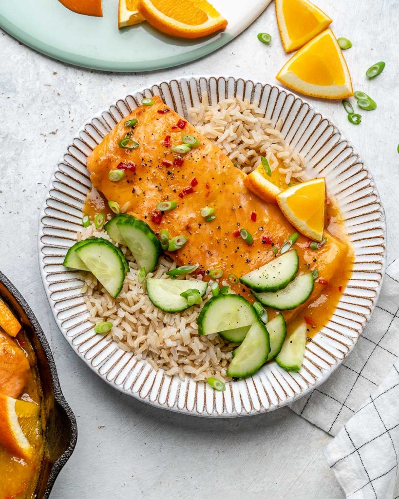 Sweet + Spicy Saucy Orange Salmon