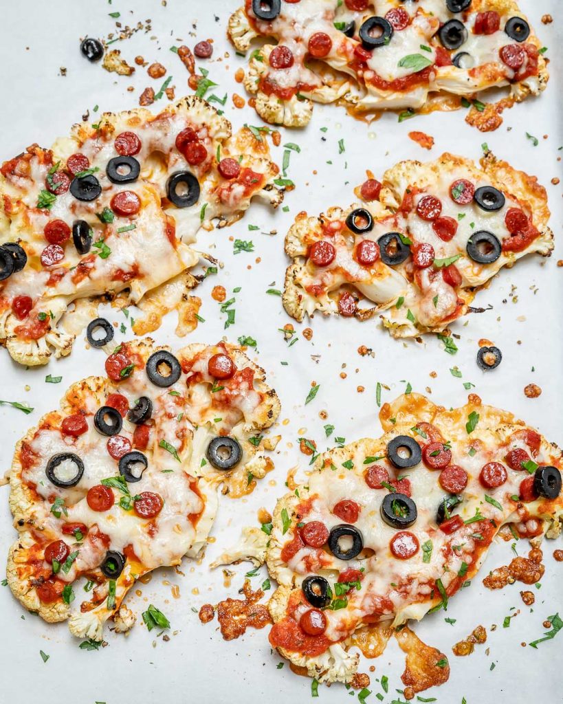 Cauliflower Steak Pizza for LowCarb Comfort Food! Clean Food Crush