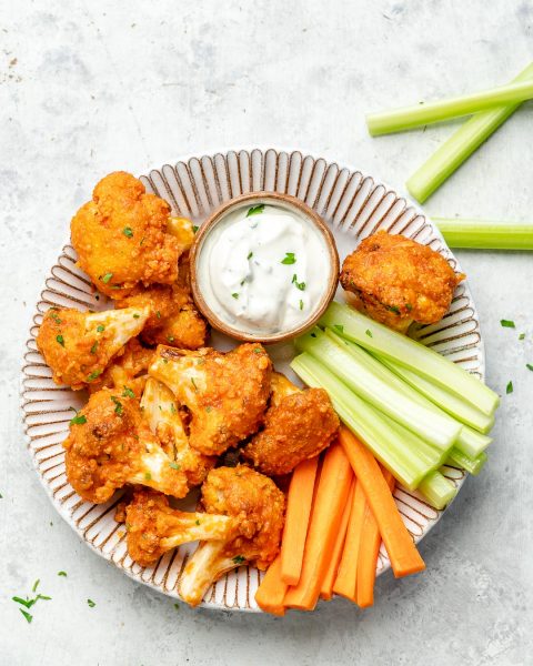 Air Fryer Buffalo Cauliflower ‘Wings’ | Clean Food Crush