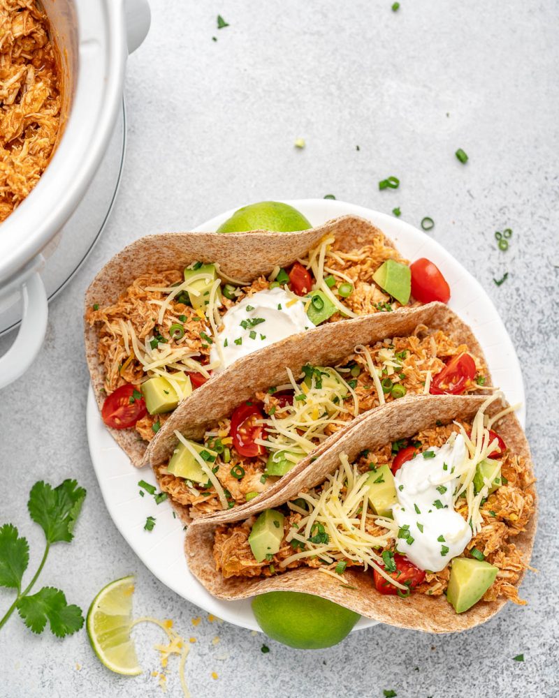 Crockpot or Instant Pot Chicken Tacos | Clean Food Crush