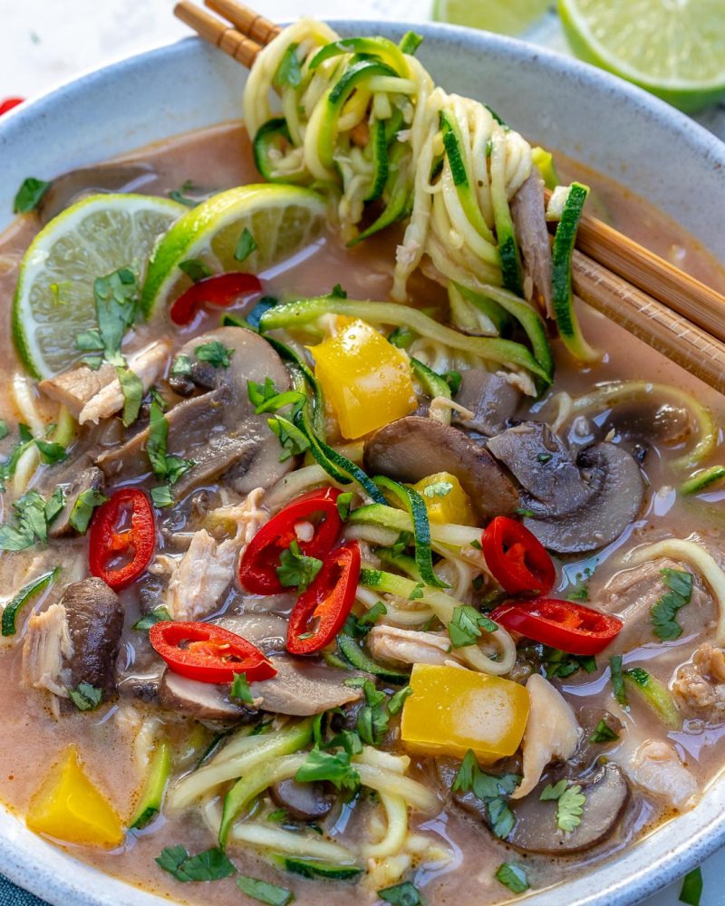 Thai Chicken Soup with Zucchini Noodles Clean Food Crush