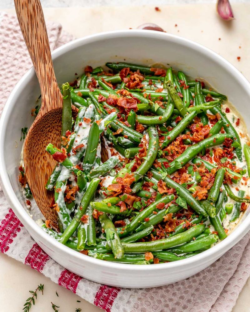 Garlic + Herb Creamy Green Beans | Clean Food Crush