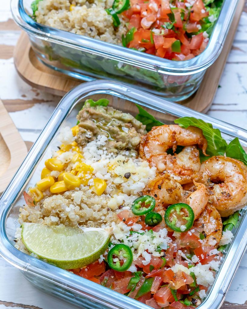 Quinoa Shrimp Burrito Bowls