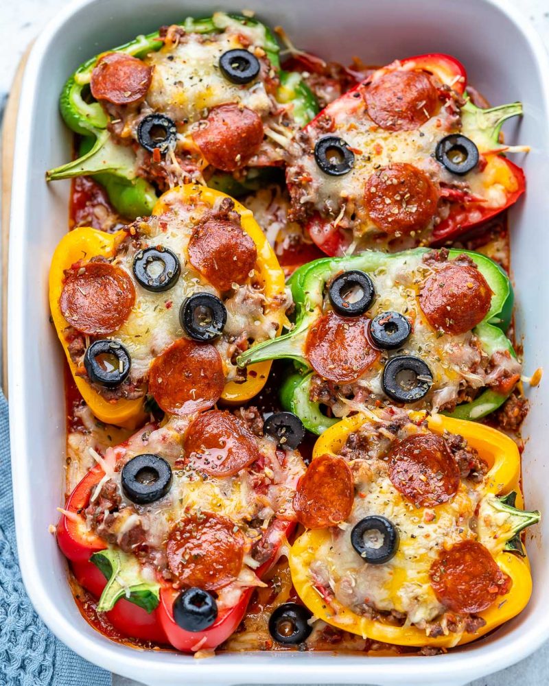 Pizza Stuffed Peppers Clean Food Crush