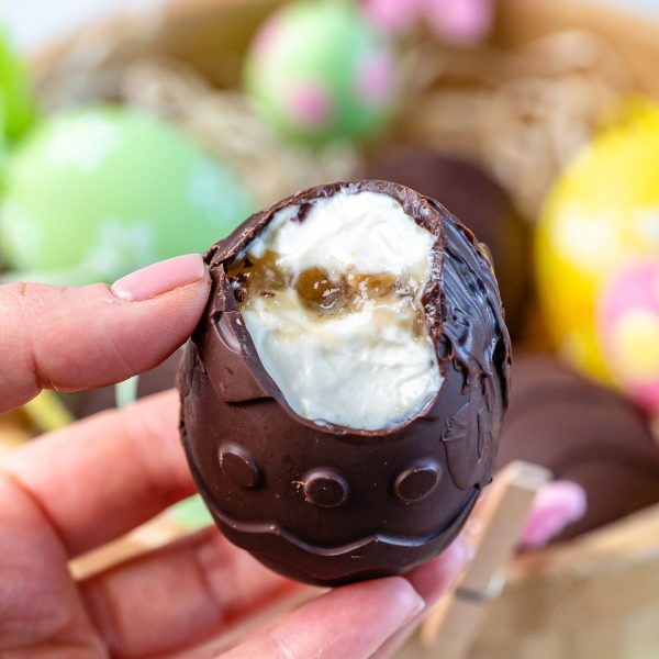 Cheesecake Stuffed Chocolate Eggs | Clean Food Crush