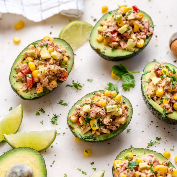 Chipotle Tuna Salad Stuffed Avocados | Clean Food Crush