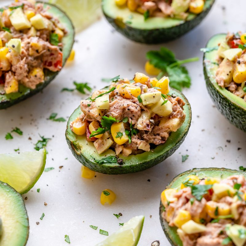 Chipotle Tuna Salad Stuffed Avocados | Clean Food Crush