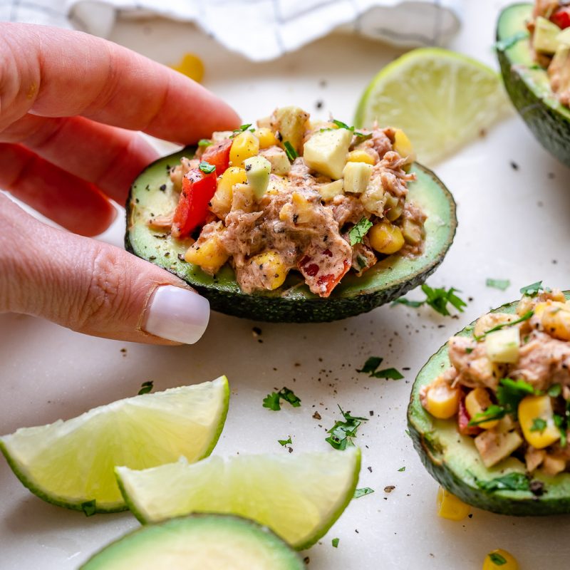 Chipotle Tuna Salad Stuffed Avocados | Clean Food Crush