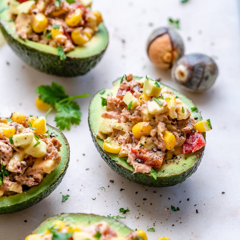 Chipotle Tuna Salad Stuffed Avocados | Clean Food Crush