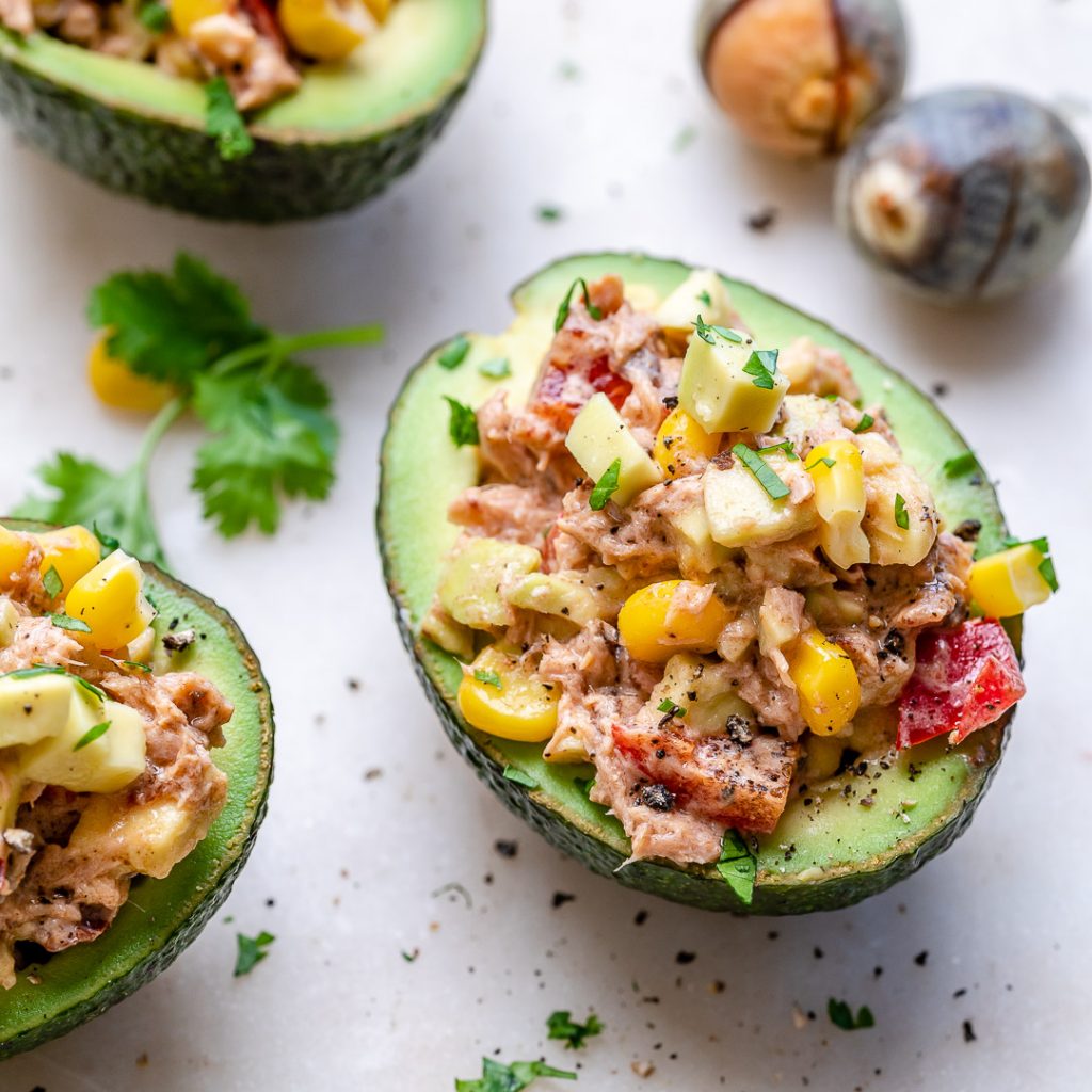 Chipotle Tuna Salad Stuffed Avocadoes