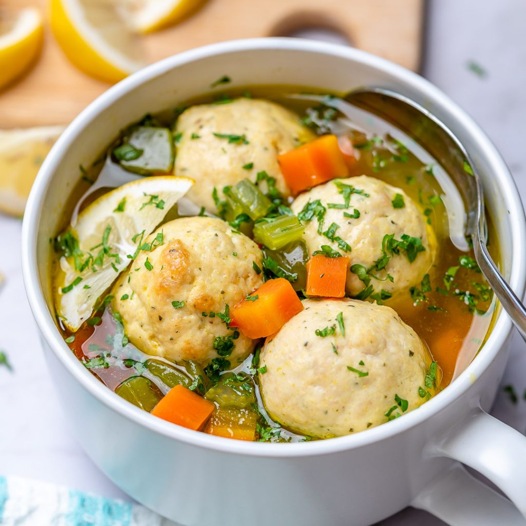 Lemony Chicken Meatball Soup