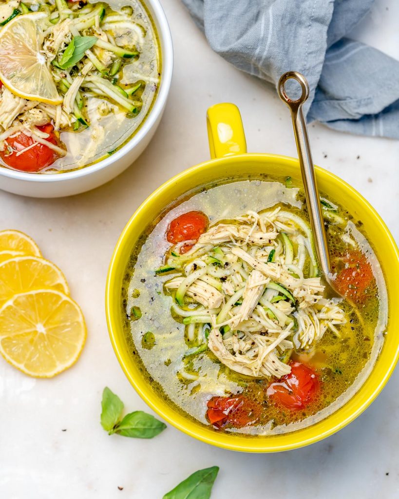 Pesto Chicken Zoodle Soup Clean Food Crush