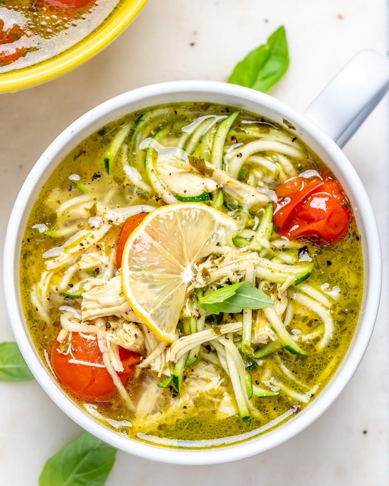 Pesto Chicken Zoodle Soup Clean Food Crush