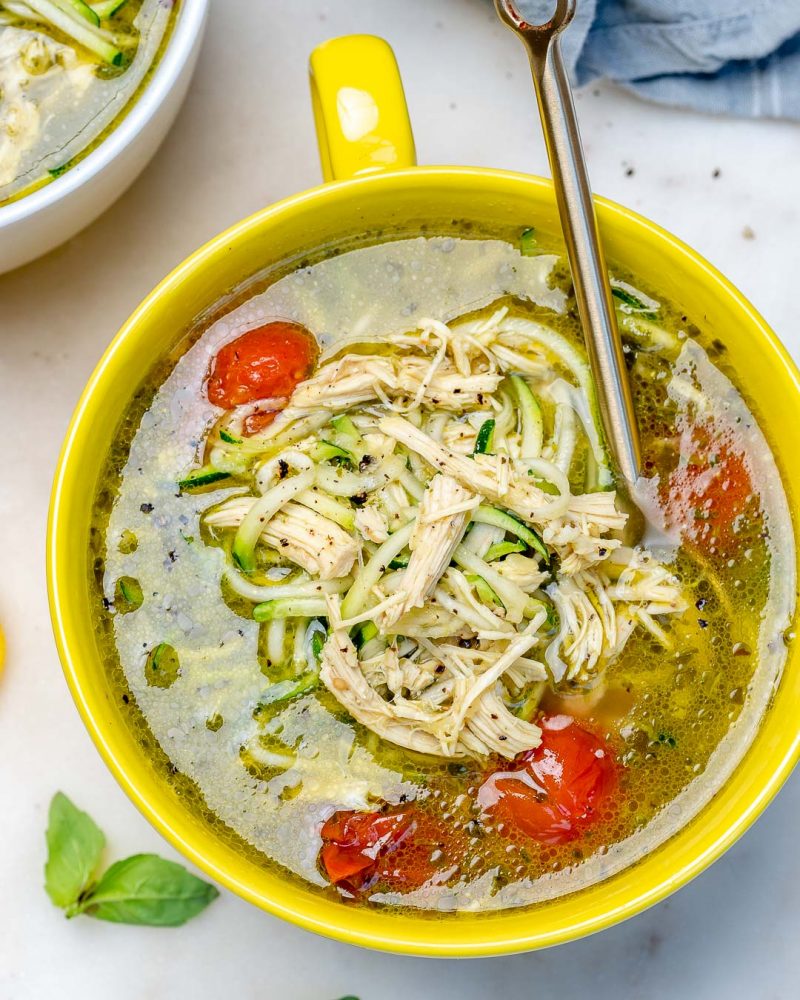 Pesto Chicken Zoodle Soup Clean Food Crush