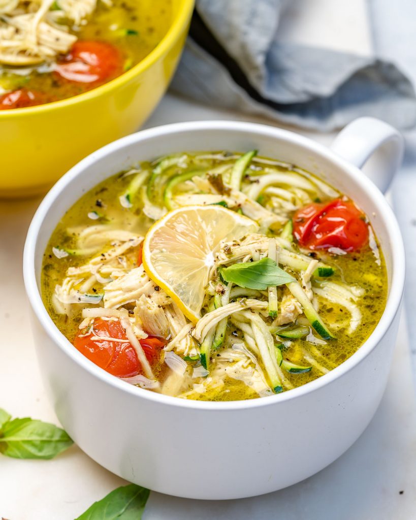 Pesto Chicken Zoodle Soup