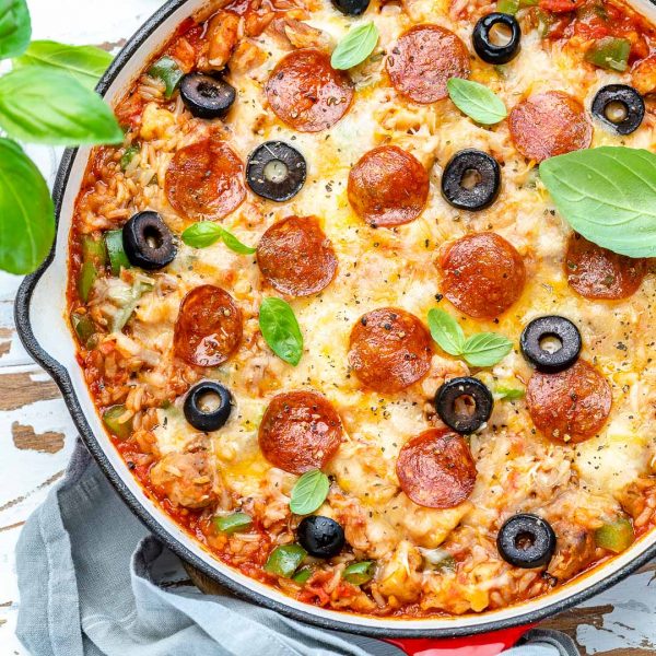 One-Pan Protein Packed Pizza Inspired Bake | Clean Food Crush