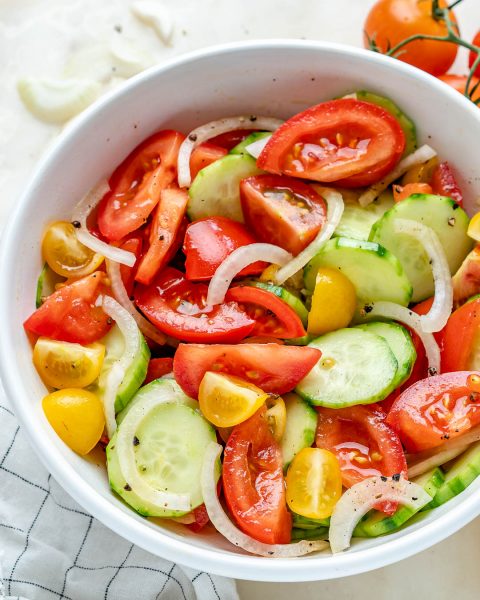 Marinated Garden Tomato + Crisp Cucumber Summer Salad | Clean Food Crush