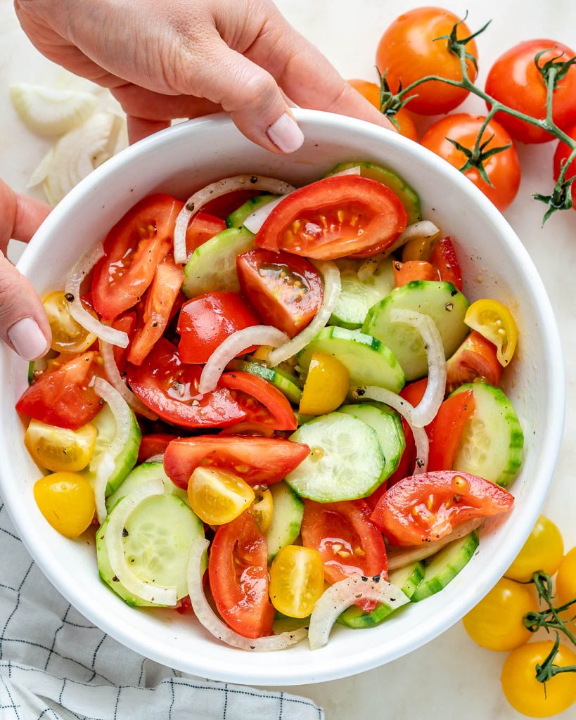 Marinated Garden Tomato + Crisp Cucumber Summer Salad