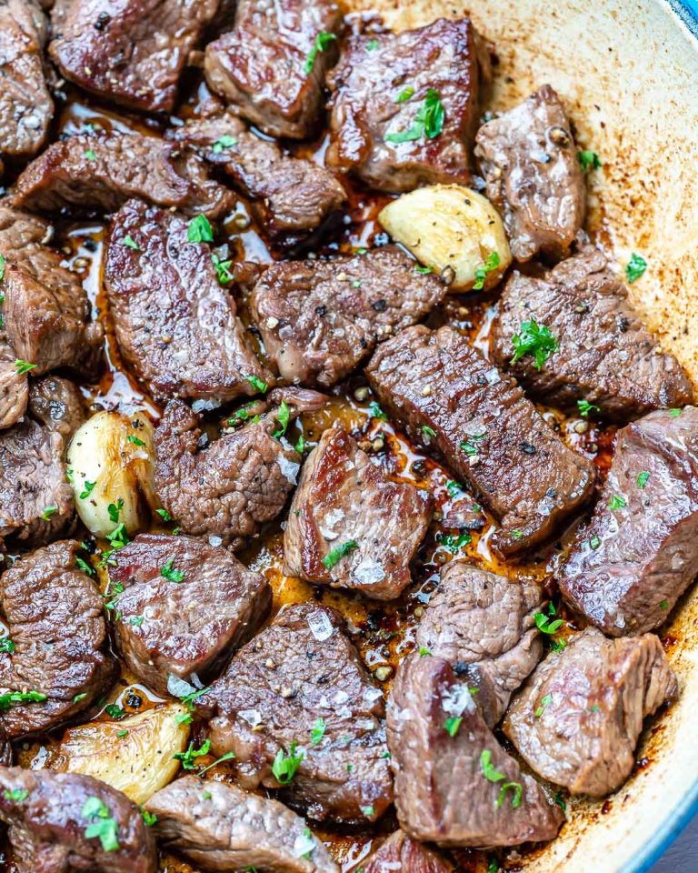Garlic Butter Steak Bites with Mashed Potatoes for Meal Prep Clean Food Crush