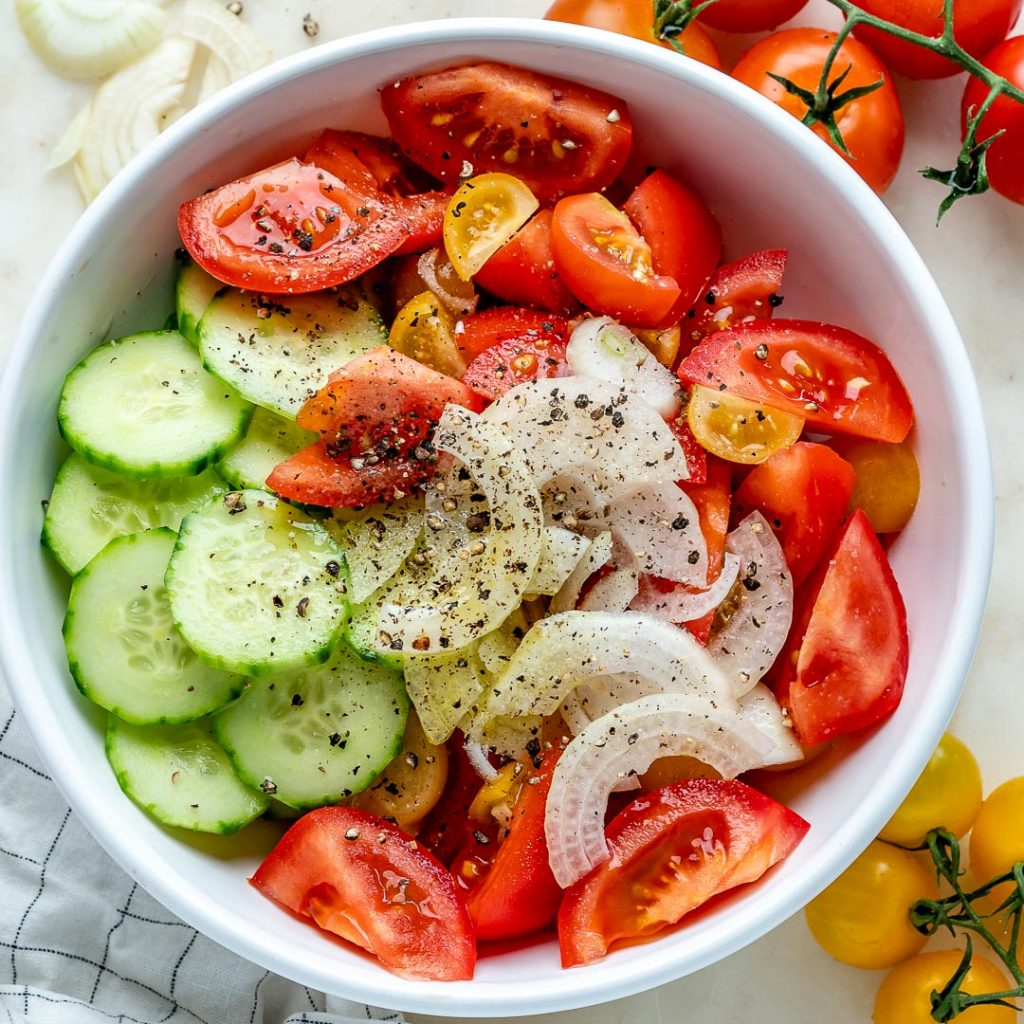 Marinated Garden Tomato + Crisp Cucumber Summer Salad Clean Food Crush