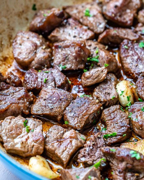 Garlic Butter Steak Bites with Mashed Potatoes for Meal Prep | Clean ...