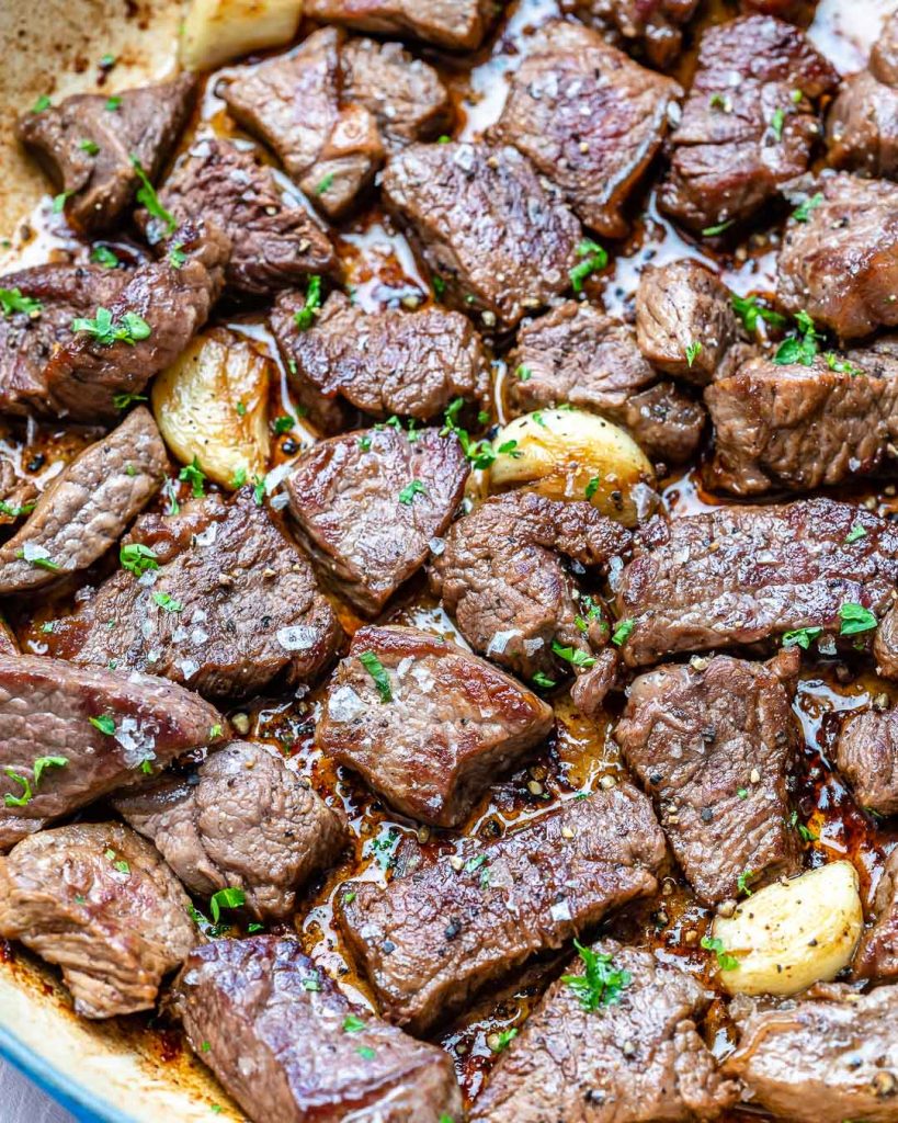Garlic Butter Steak Bites with Mashed Potatoes for Meal Prep