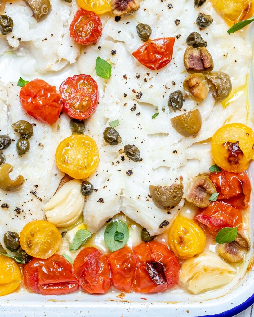 Super Quick Cod + Cherry Tomato Bake | Clean Food Crush