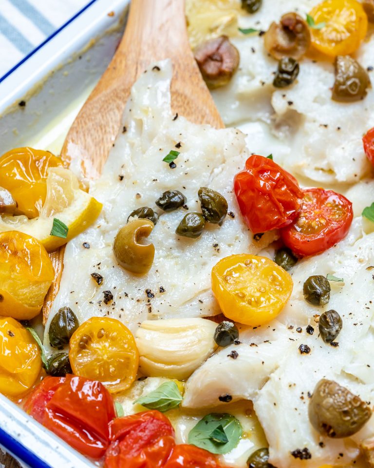 Super Quick Cod + Cherry Tomato Bake | Clean Food Crush