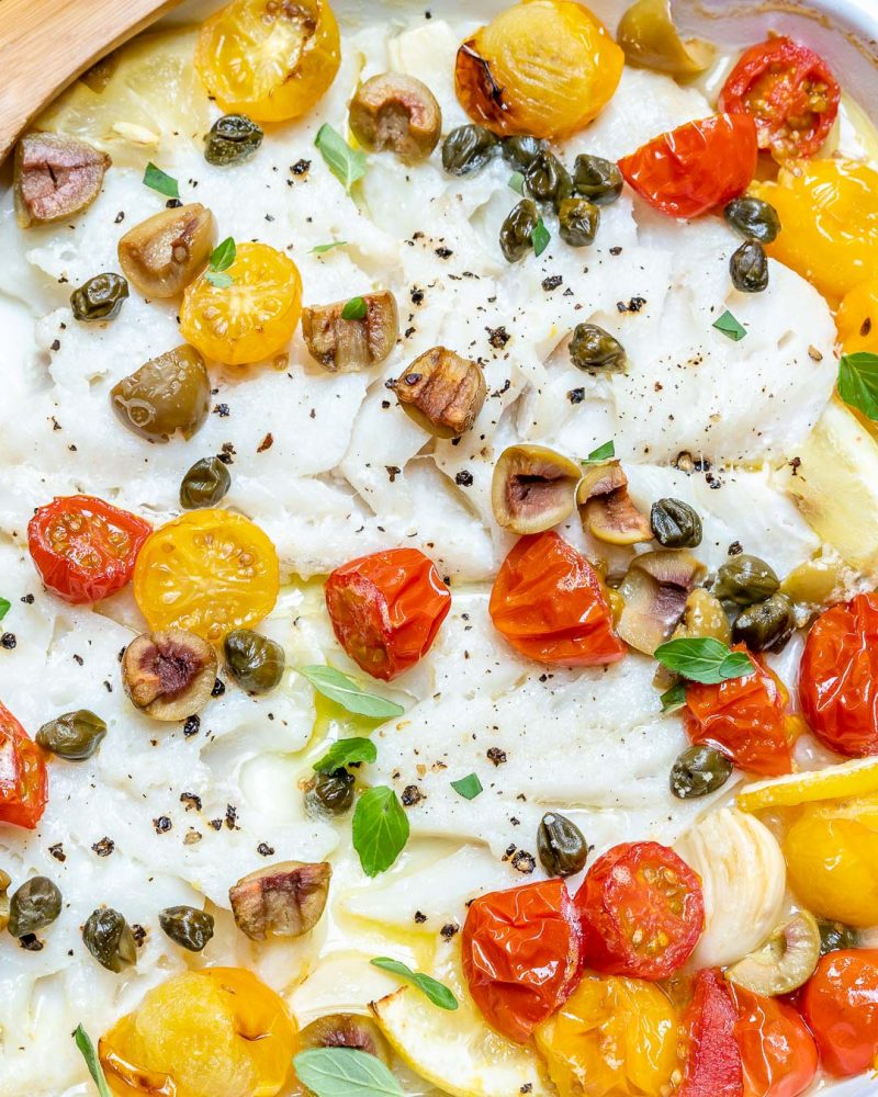 Super Quick Cod + Cherry Tomato Bake | Clean Food Crush