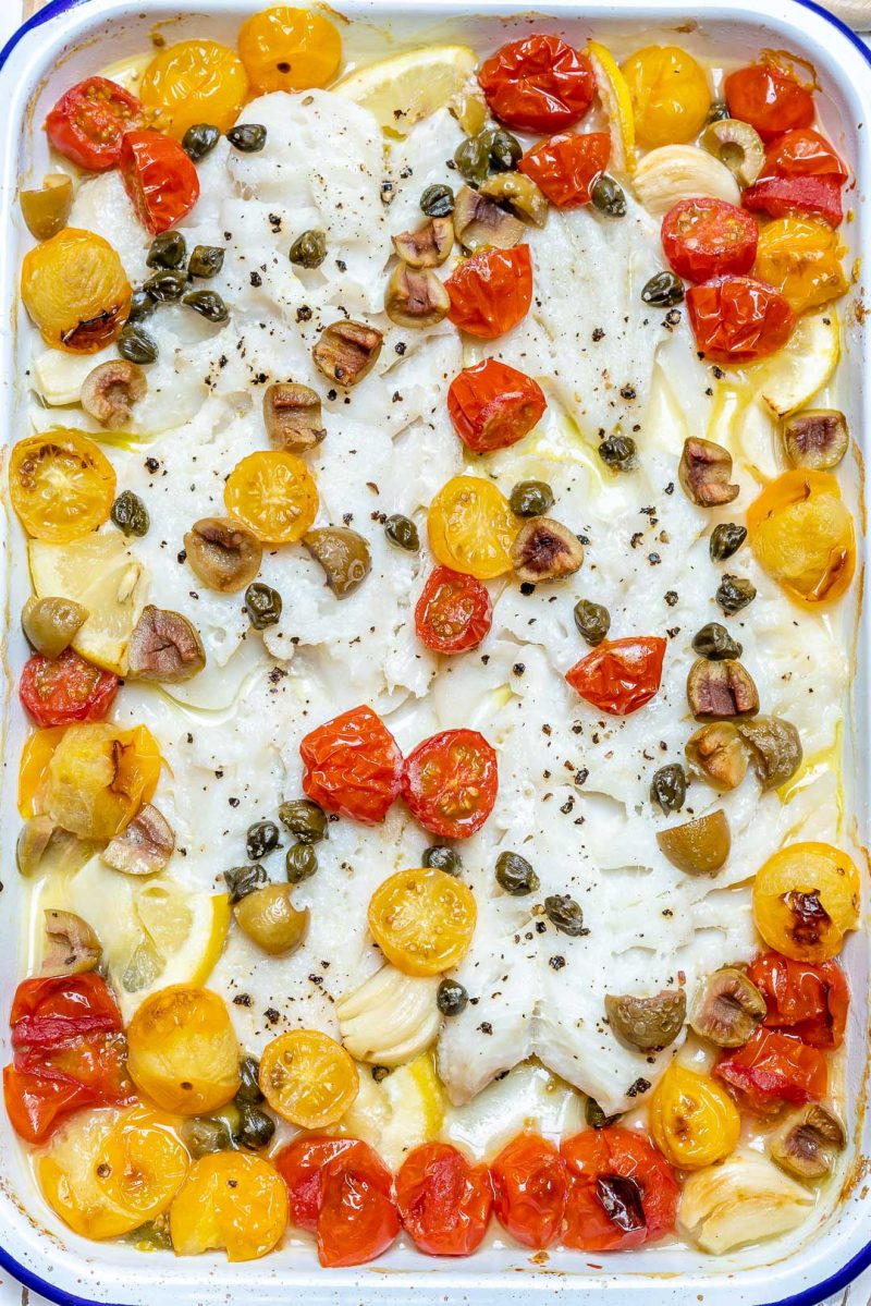 Super Quick Cod + Cherry Tomato Bake | Clean Food Crush