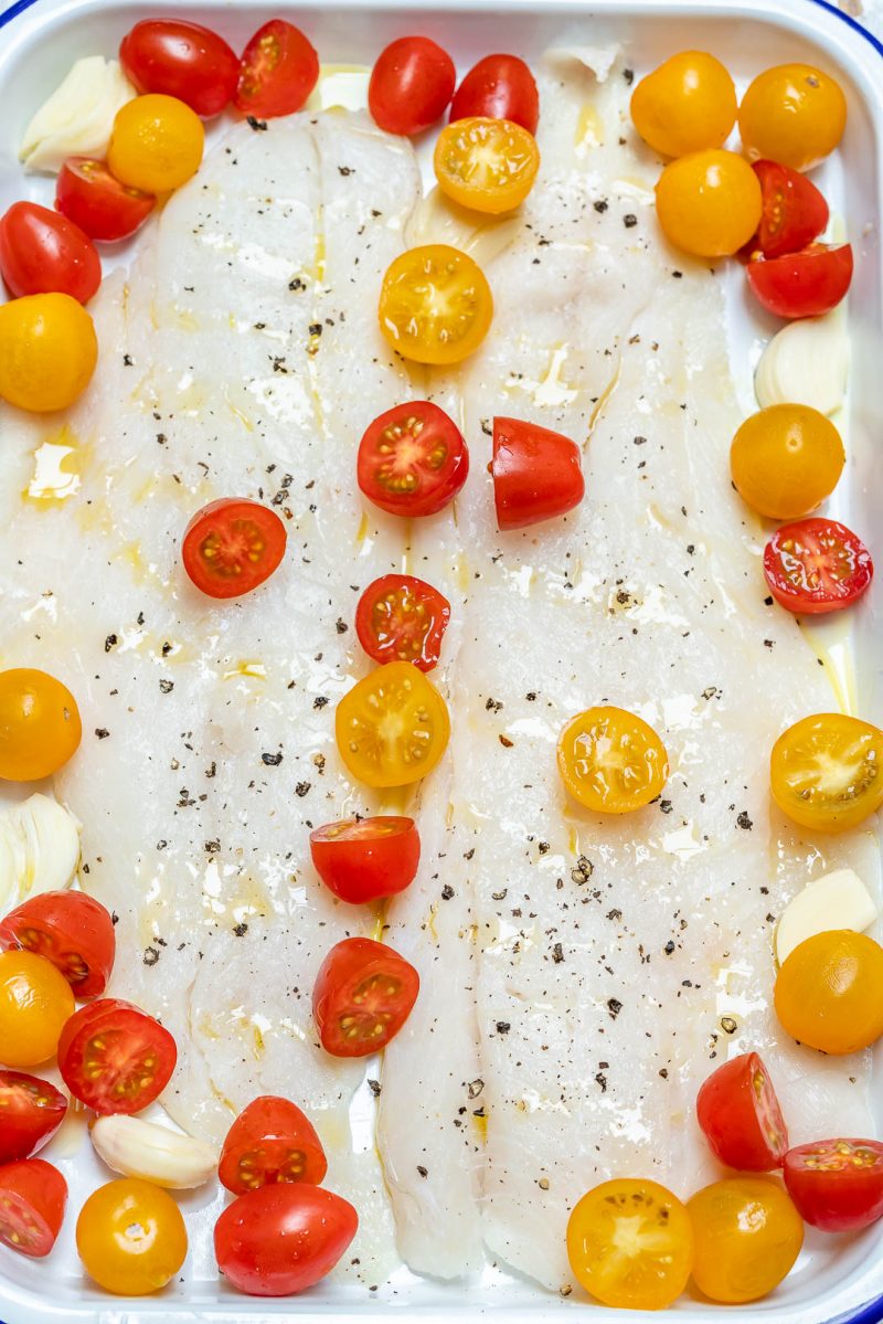 Super Quick Cod + Cherry Tomato Bake | Clean Food Crush