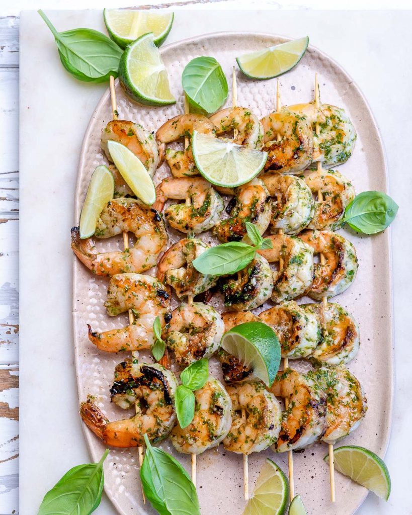 Grilled Garlic Herb Shrimp Skewers | Clean Food Crush