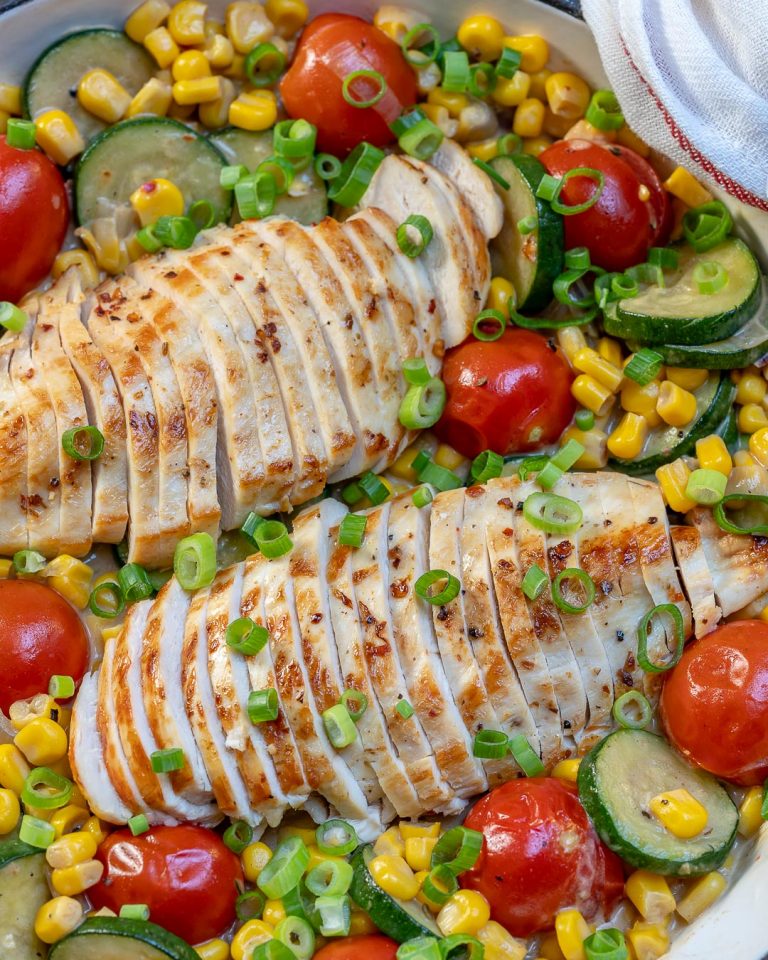 Creamy Chicken + Summer Veggie Skillet | Clean Food Crush