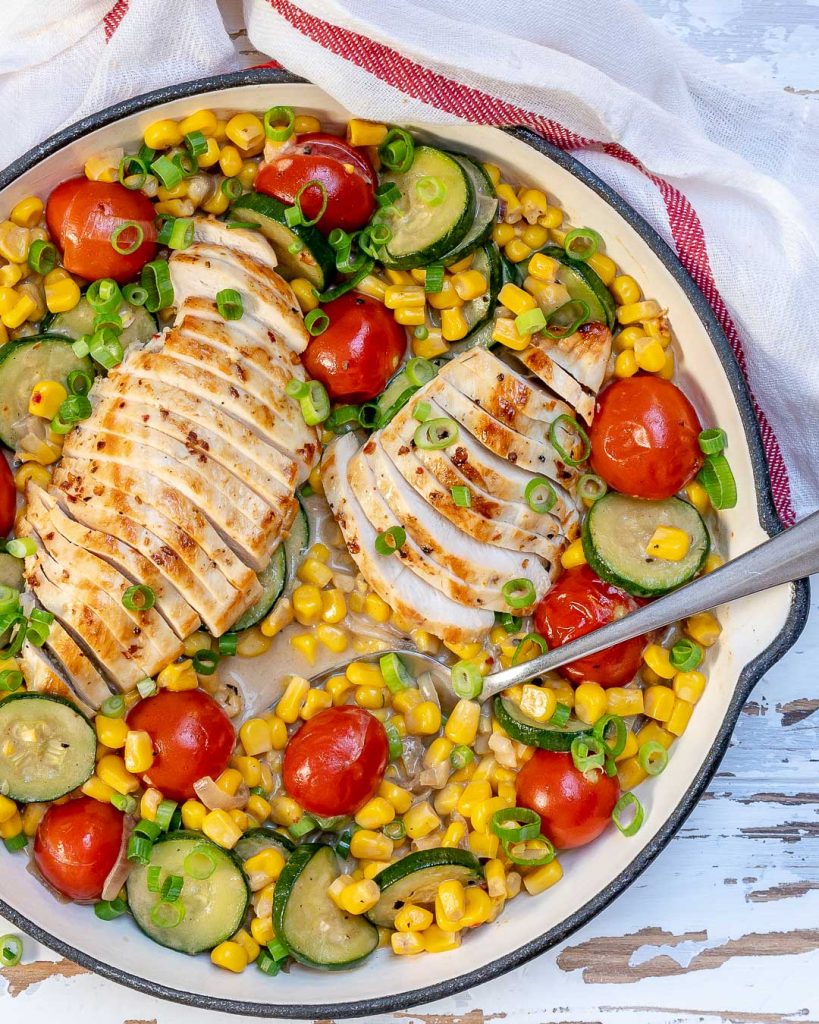 Creamy Chicken + Summer Veggie Skillet | Clean Food Crush