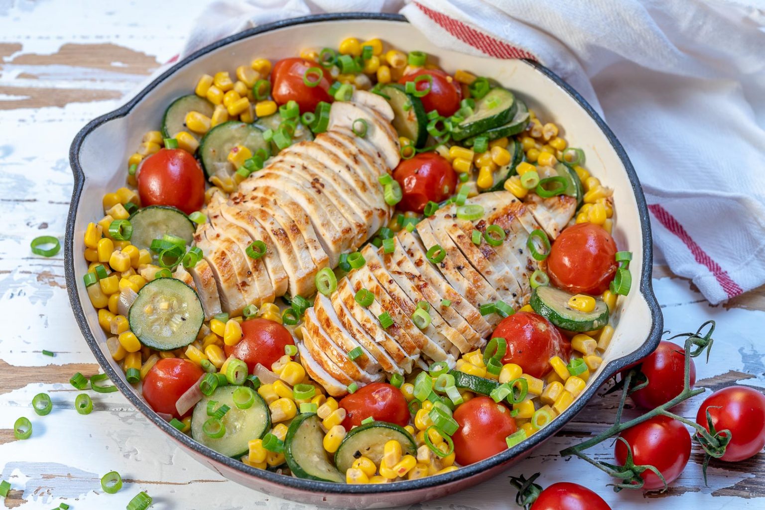 Creamy Chicken + Summer Veggie Skillet | Clean Food Crush