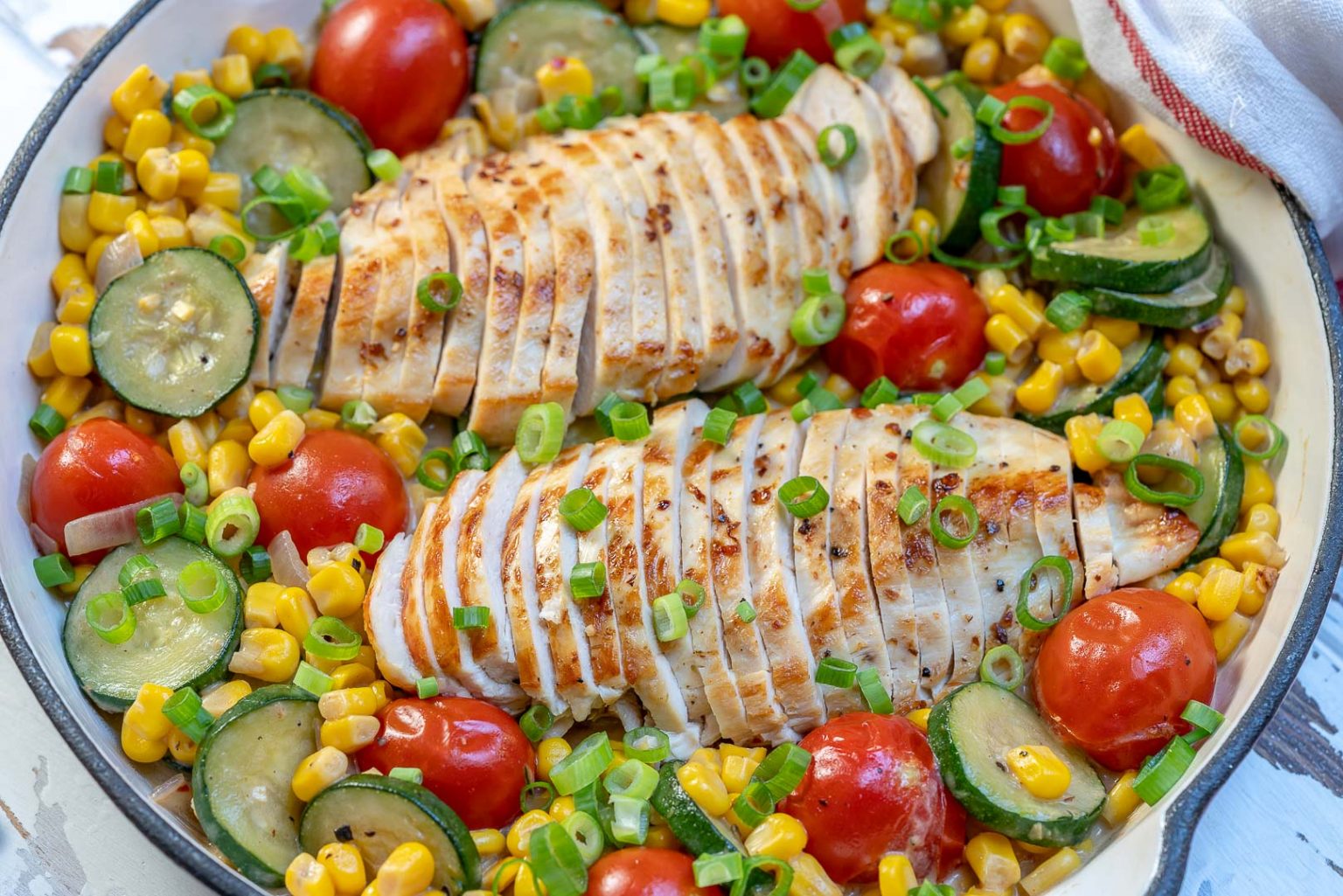 Creamy Chicken + Summer Veggie Skillet | Clean Food Crush