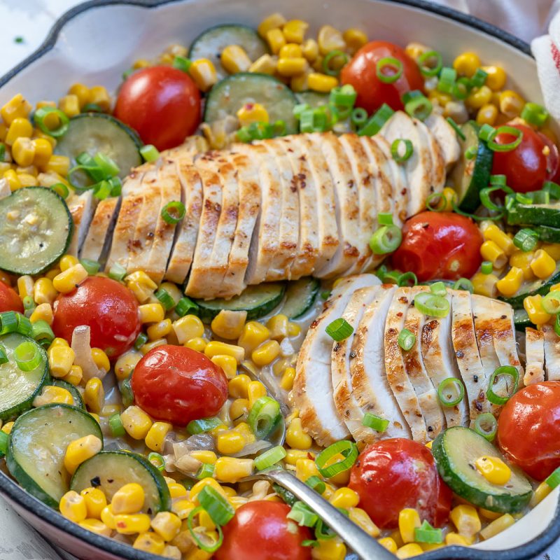 Creamy Chicken + Summer Veggie Skillet | Clean Food Crush