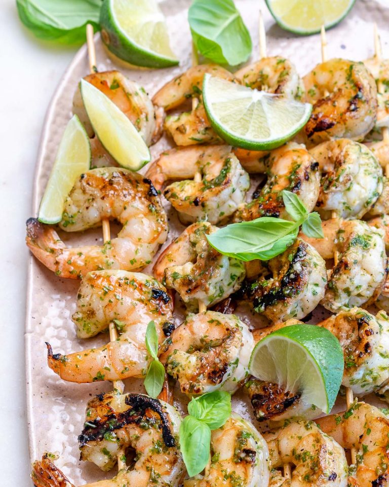 Grilled Garlic Herb Shrimp Skewers | Clean Food Crush
