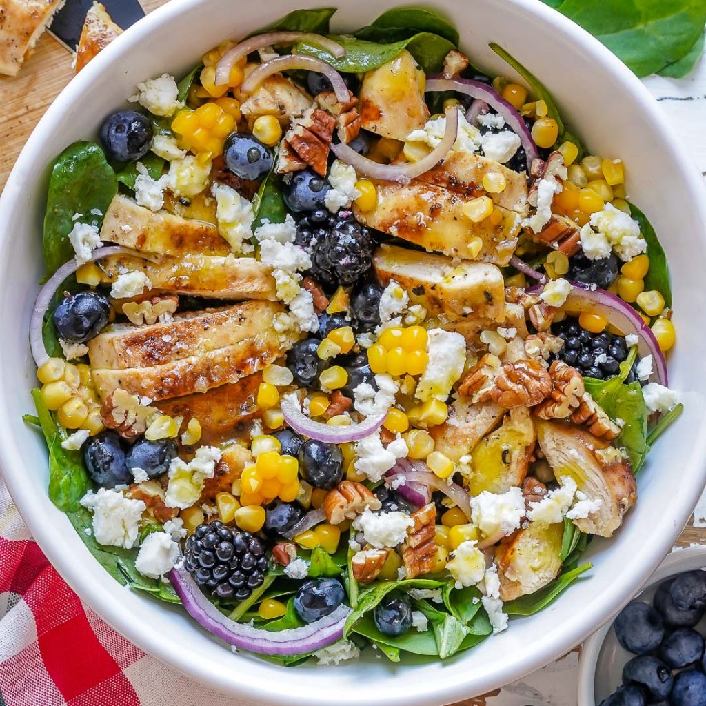 Blackberry Chicken + Spinach Salad