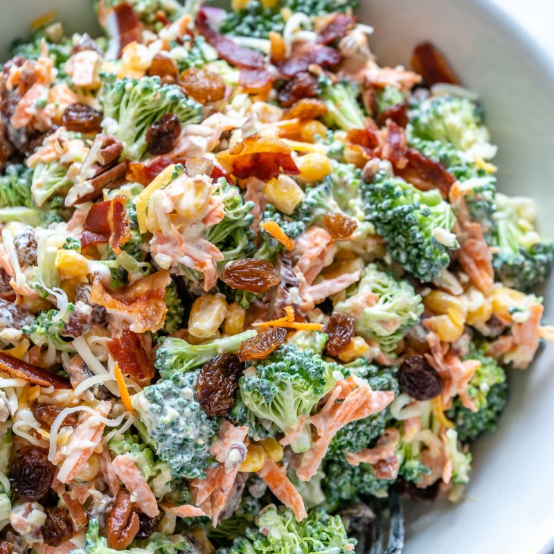 Broccoli + Fresh Corn + Bacon Salad | Clean Food Crush
