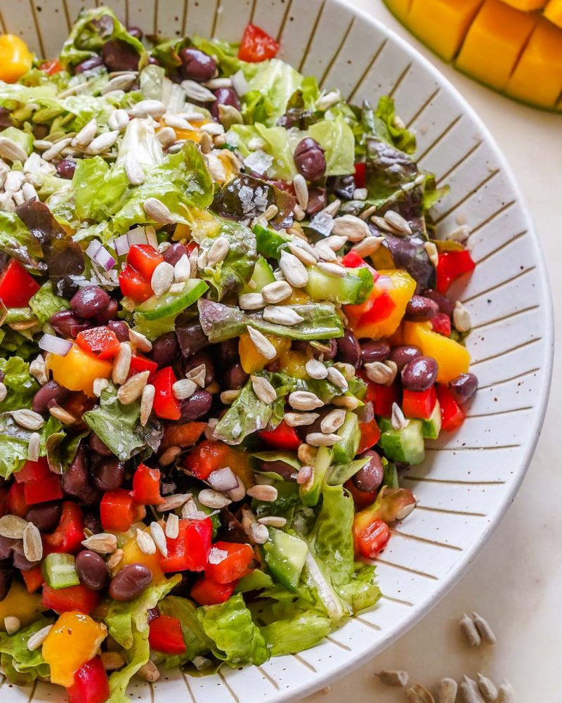 Mango Black Bean Salad with Sunflower Seeds + Citrusy Dressing | Clean ...