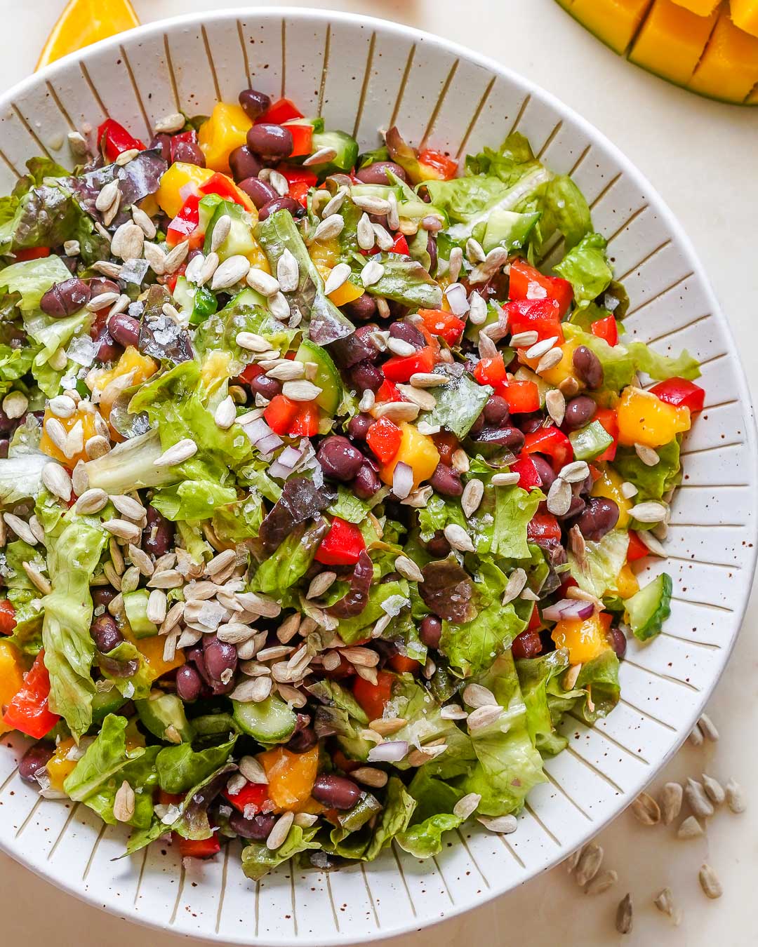 Mango Black Bean Salad With Sunflower Seeds Citrusy Dressing Clean Food Crush