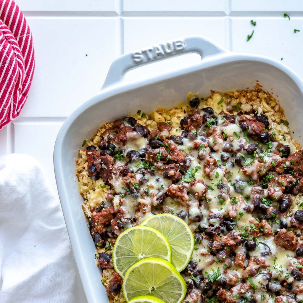 Cauliflower Rice Taco Casserole | Clean Food Crush