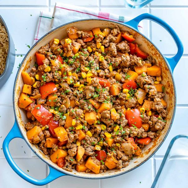 Simple Ground Beef + Sweet Potato Skillet | Clean Food Crush