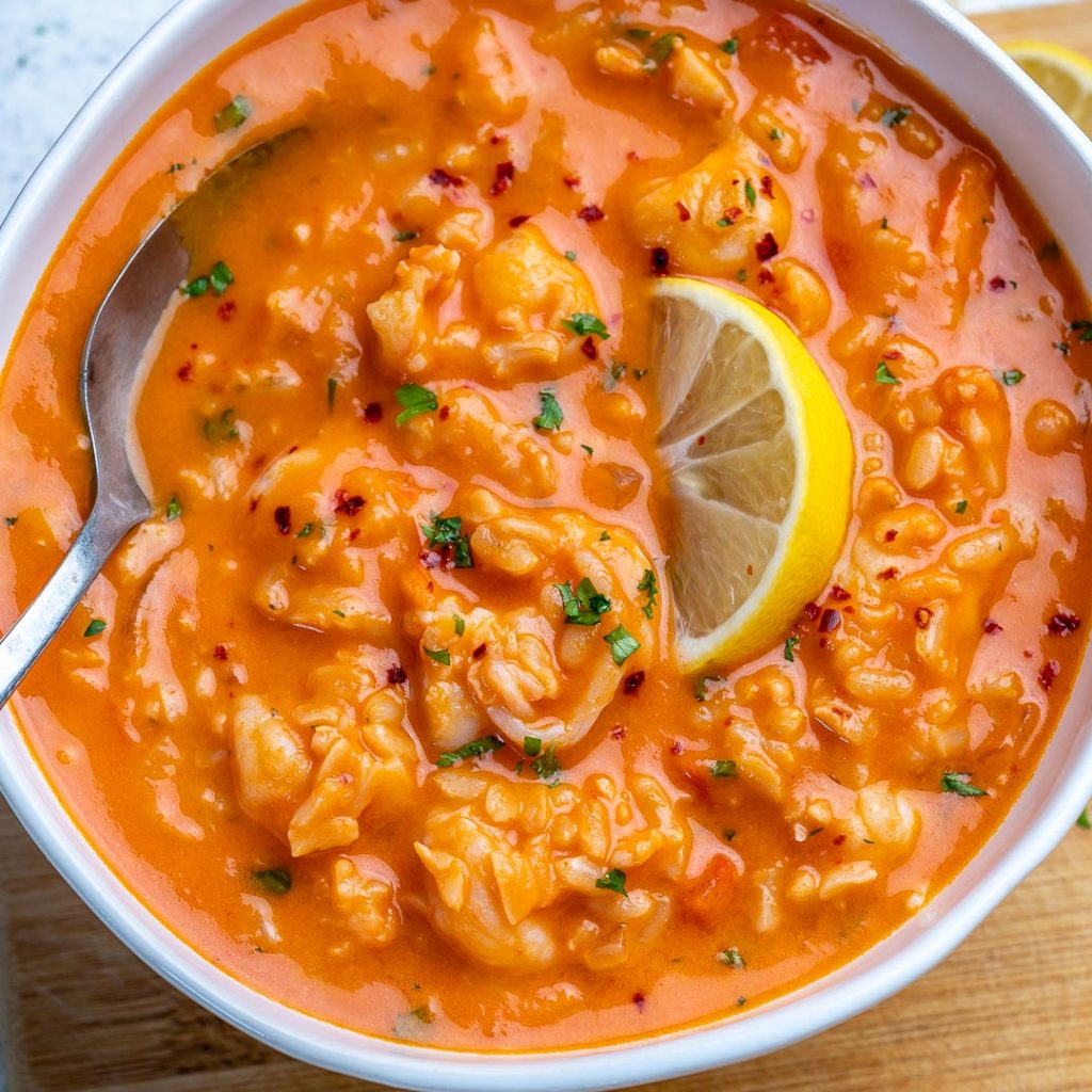 Creamy Shrimp + Rice Soup