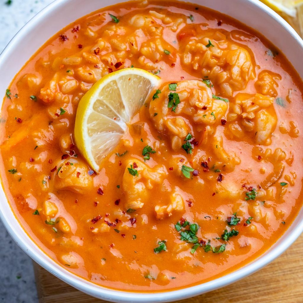 Creamy Shrimp + Rice Soup | Clean Food Crush