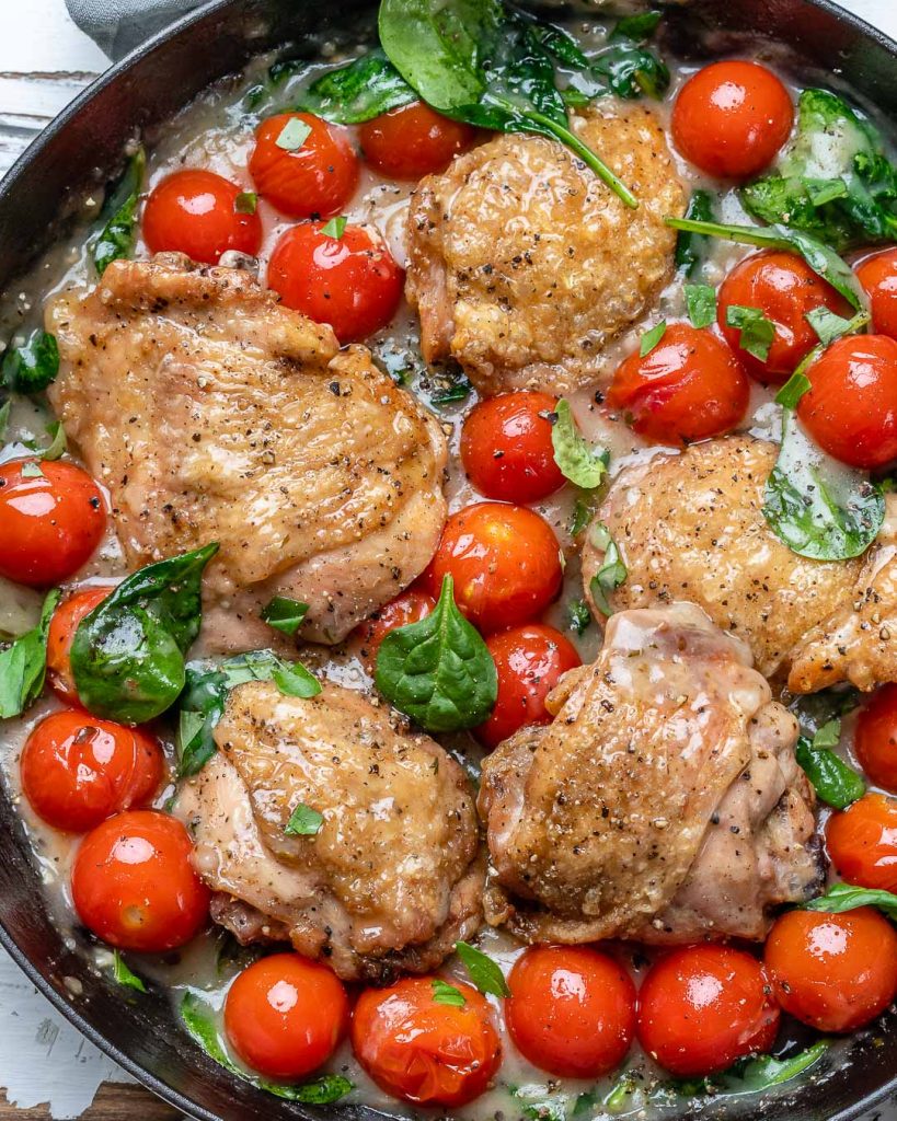 Tuscan Chicken with Cherry Tomatoes & Spinach (Dairy free)